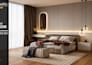 create 3d interior rendering for kitchen and living room